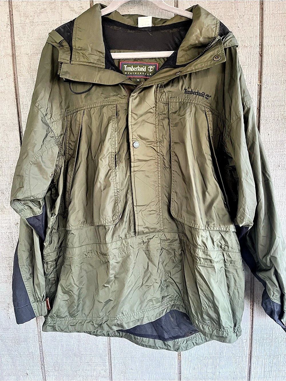 Timberland Lightweight Hooded Jacket Green & Gray Medium